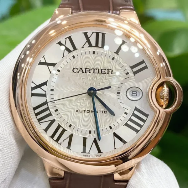 BALLON BLEU DE CARTIER WATCH 40 mm, automatic movement, 18K Rose gold, leather - Image 4