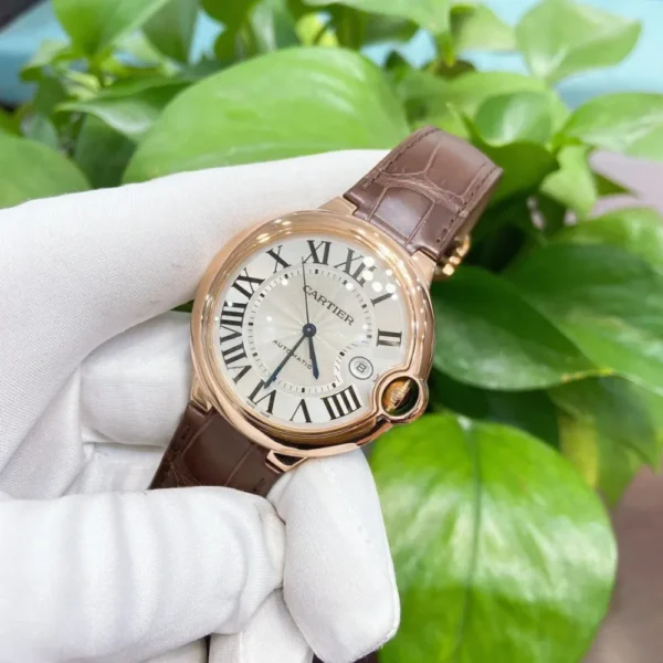 BALLON BLEU DE CARTIER WATCH 40 mm, automatic movement, 18K Rose gold, leather - Image 5